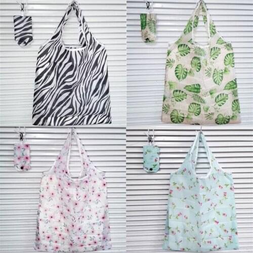 Large Reusable Shopping Tote Bags Polyester Environmental Protection Bag Travel Machine Washable Foldable Ladies Shoulder Bags
