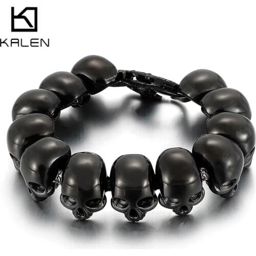 Kalen Hip-Hop Style Rock Mens Stainless Steel Polished Bracelet Head Accessories Gothic