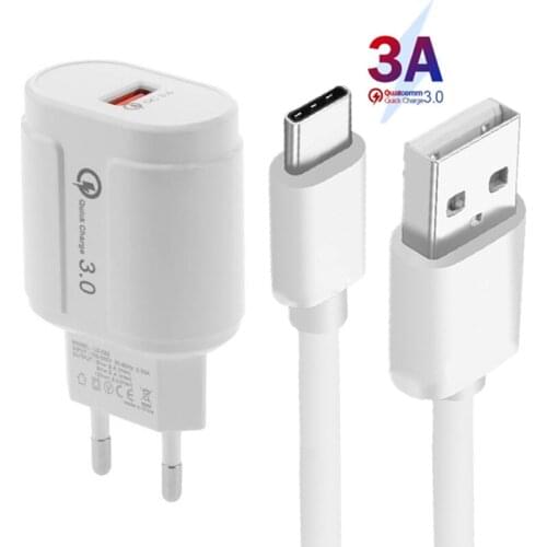 Quick Charge 3.0 USB Fast Charger For OPPO Reno 6 5 4 Pro A54 A74 A94 A53 F19 Pro Find X3 X2 Pro 5G Charger Type C Data Cable