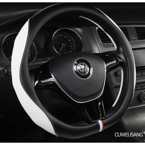 CUWEUSANG Carbon Fiber Leather Car Steering Wheel Cover For LADA Granta Kalina Vesta Niva Xray Priora