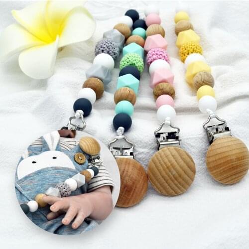 Pacifier Clip Baby Silicone Teething Beads Nipple Holder Soothie Clips Chains Teether Toy Chewbeads Baby Shower Gift