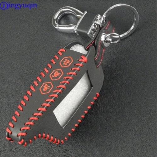 For Starline B9 B6 A91 A61 Twage Two Way Car Alarm System keychain 3 Buttons Hand-stitched leather Key Cover Case New Styling