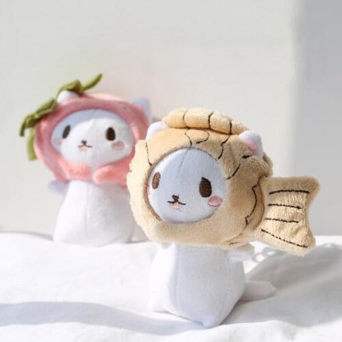 Korean Japanese Snapper Headwear Keychain Cute Cat Plush Taiyaki Figure Key Chain Doll Pendant Bag Accessories Baby Girl Keyring