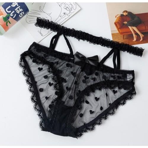 Summer Thin Sexy Underwear Silk Gothic Intimate Hollow Out Bowknot Short Pants Lolita Girls Cotton Heart Plus Size Pantes 0715K