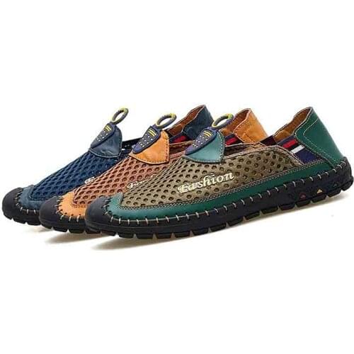 Masorini New Mesh Light Shoes Men Hard-Wearing Breathable Men Shoes Summer Slip-On Male Outdoor Walking Hot-Sale Footwear WW-276