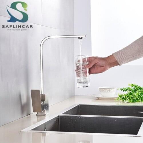 Brushed Nickel Kitchen Bathroom Sink Faucet Single Handle 360 Degree Swivel Hot and Cold Mixer Tap Deck Installation Sink Faucet