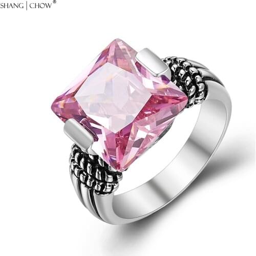 Trendy Fashion Jewelry Pink Kunzite Stone 925 Sterling Silver Ring for women cocktail prom AccessoriesR1321