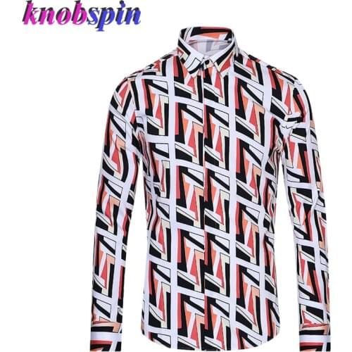 Brand Print Shirt Men 2021 New Fashion Long Sleeve Slim Camisas masculina High quality Business Male Dress Shirt Plus Size XXXL