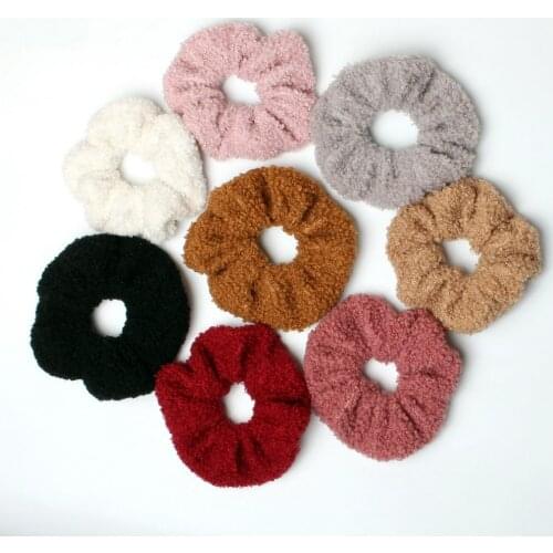 2PCS Lambswool Hair Scrunchies Set Cute Hair Elastic Ribbons For Women Girls Winter Hair ties Hair Accessories Ponytail Holder