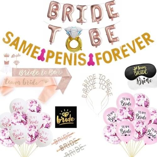 Team Bride Shoulder Strap Bridal Veil Headband Latex Balloon Tattoo Stickers Cake Flag Single Party Combination Supplies KK19