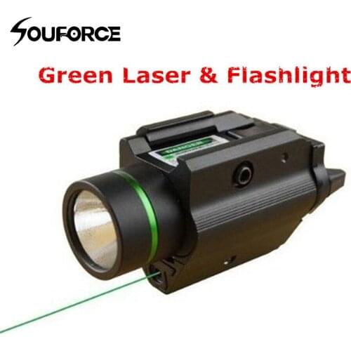 Hunting Combo Metal Green Dot Laser Sight LED Flashlight 200LM 3W with 20mm Rail Weaver Picatinny For Glock 17