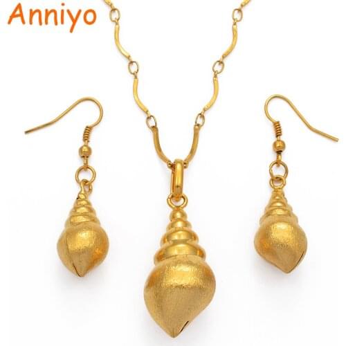 Anniyo PNG Shell Gold Color Pendant Necklaces/Earrings for Women,Papua New Guinea Jewellery Ethnic Hawaiian Guam Chuuk #114306