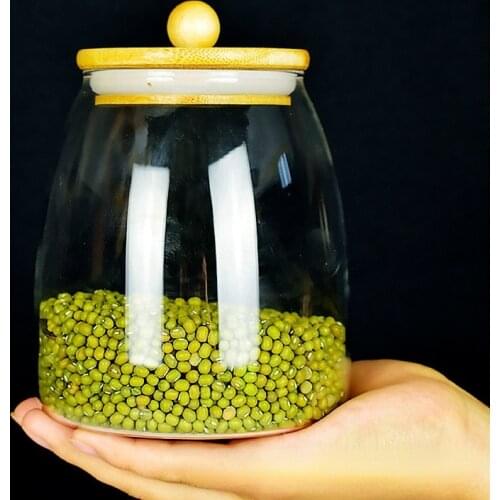 Transparent Glass Tea Caddy Bamboo Wood Cover High Borosilicate High Temperature Resistant Glass Dried Fruit Snack Airtight Jar