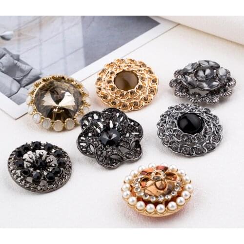 1pcs/lot 38mm Metal Golden big Diamond Buttons For Coat Clothing Suit Plating accessories DIY sewing button on a fur coat