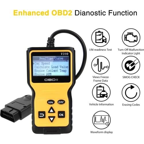 V310 Car ELM327 OBD2 Code Reader Scanner Diagnostic Tool Clear Engine Fault Repair Kit Truck Off Road 4x4 Automobile Accessories