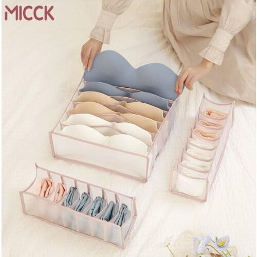 MICCK Foldable Underwear Storage Box Lattice Socks Finishing Box Drawer Type Compartment Organizer Storage Boxexes For Underwear