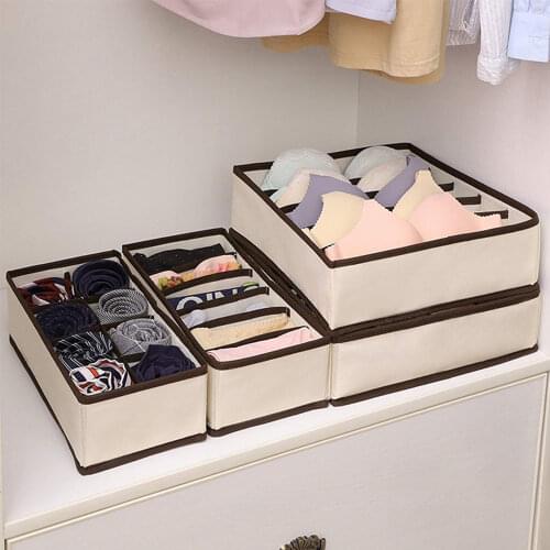 Multi-size Grid Collapsible Underwear Bra Socks Box Organizer Wardrobe Closet Bra Storage Home Organization Drawer Divider