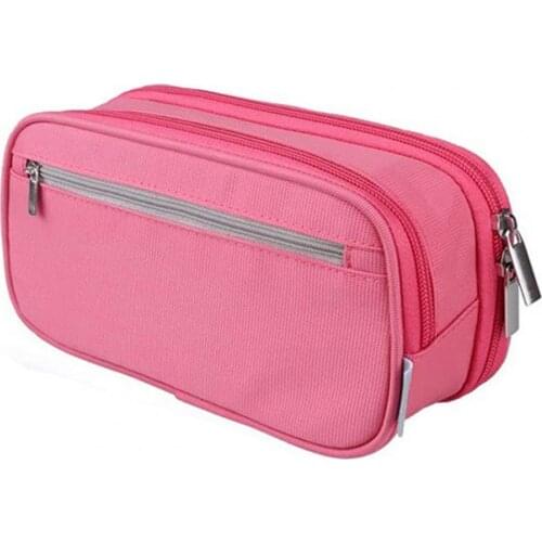 1pc Pencil Pouch Smooth Zipper Three-layer Student Stationery Pouch Pen Bag for School