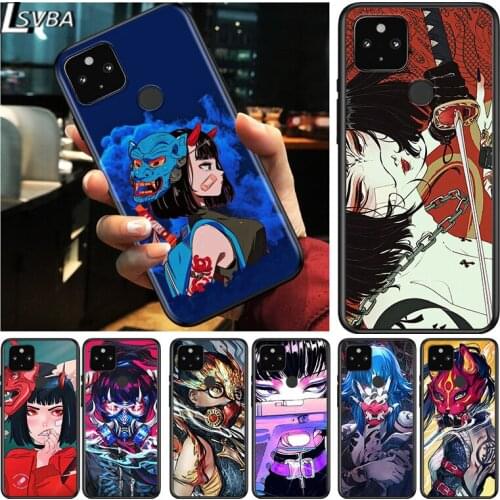 Dark Anime Girl Shockproof Cover for Google Pixel 5 4 5A 4A XL 5G Black Phone Case Shell Soft Fundas Coque Capa
