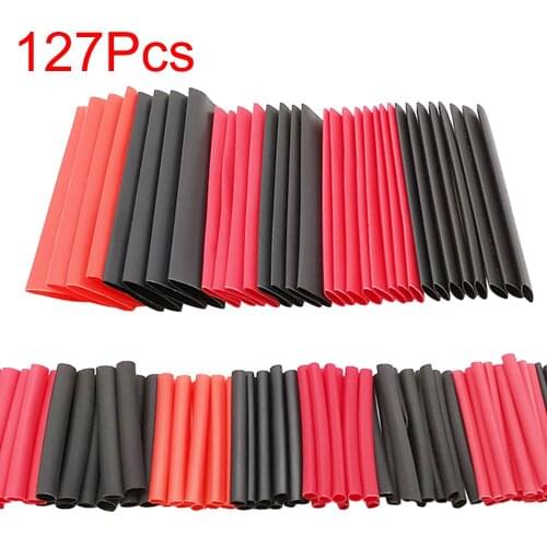 127 Pcs Heat Shrink Tubing Set 2:1 Thermoresistant Tube Red Black Shrink Wrapping Wire Protection Heat-shrinkable Sheath
