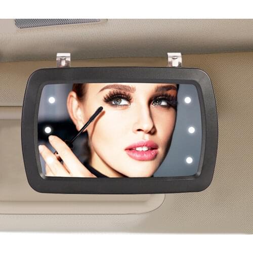Universal LED Car Interior Mirror Touch Switch Makeup Mirror Sun Visor High Clear Interior HD Mirror 170*110mm-no battery