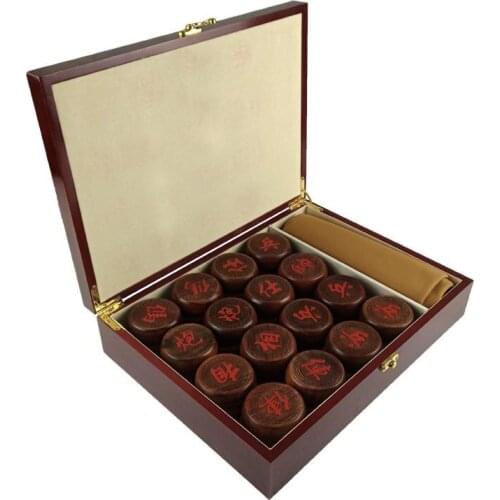 High-quality Chinese Wooden Chess Game Set Soft Leather Chessboard Solid Wood Rosewood Chess Pieces Superior Entertainment