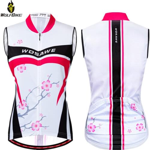 Wolfbike Summer Womens Cycling Vest Jersey Reflective Breathable Sleeveless Shirts MTB Bike Riding Gilet Tights Base Layer