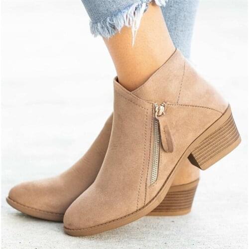 2021 New Winter Women Ankle Boots Comfortable Autumn Low Heels Leopard Boots Platform Sexy Ladies Khaki Pumps Boots Shoes