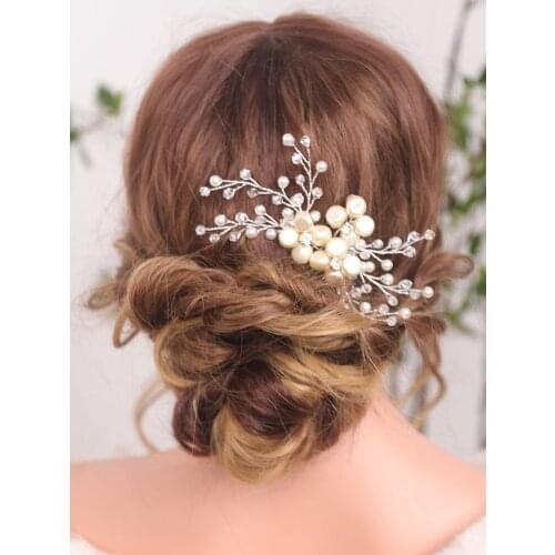 Artsy Chic Shiny Crystal Pearls Handmade Hair Comb Pure Quietly Elegant Wedding Hair Accessories for women Ornaments