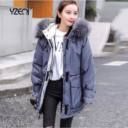 Yzeqi New Winter 2020 Snow Parka Women Hooded Cotton Padded Down Jacket High Quality Thick Coat Super Warm Outwear Female Coat