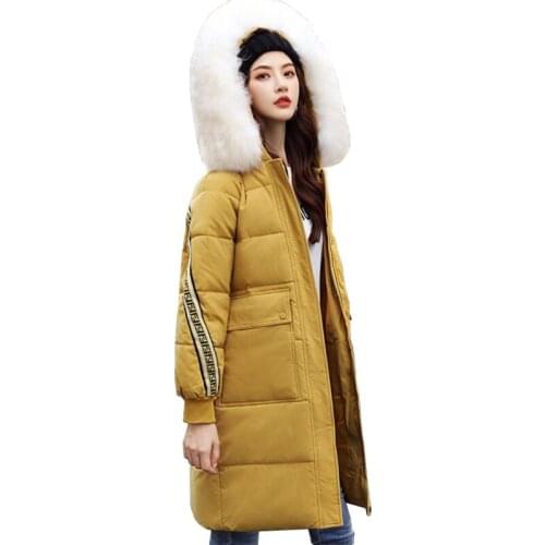 2019 Big fur winter coat thickened parka women stitching long winter coat down cotton ladies down parka down jacket female G652