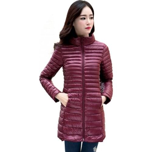 Women Winter Coat 2020 New Ultra Light Long Parkas Slim Duck Down Puffy Jackets Female Padded Down Coat Woman Portable Overcoat