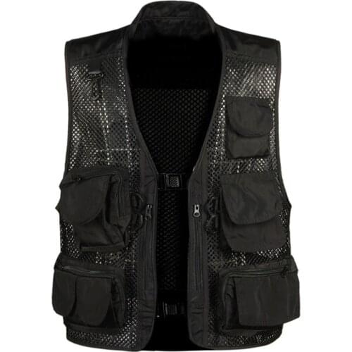 Summer Mens Camouflage Multi Pocket Mesh Vest Tops Outdoor Hunting Fishing Photography Breathable Sleeveless Jacket Waistcoat