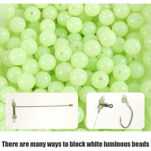 100pc/bag Fishing Floats Beads Luminous Light Glowing Balls For Night Fishing Plastic 4/5/6/8mm Bass Bait Fishing Lure