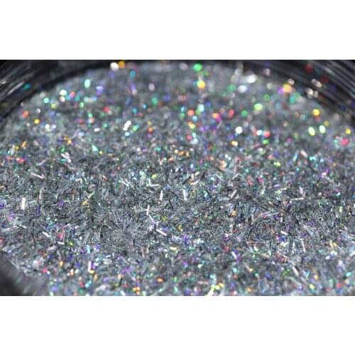 Holo Silver sequin glitter for slime, tinsel shape, bar shaped glitter, glitter wholesale craft supplies, bulk