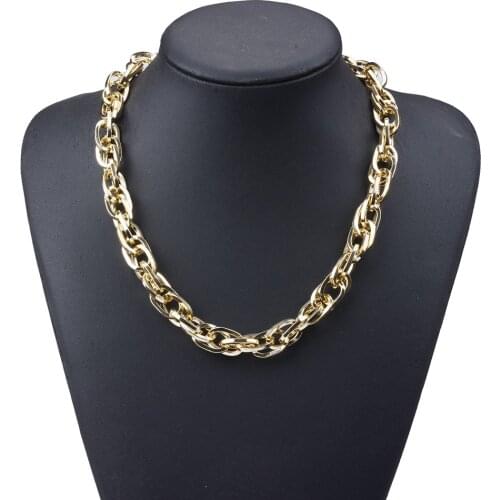 Brand ZA Fashion Gold Metal Chain Link Choker Necklace Women Simple Statement Punk Statement ZA Earring Jewelry Accessories 2021