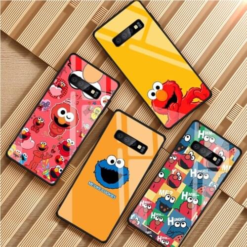 Elmo Tempered Glass Phone Case For Samsung Galaxy S8 S9 S10 S20 PLUS J8 J6 J4 2018 NOTE 8 9 10 Cover Shell