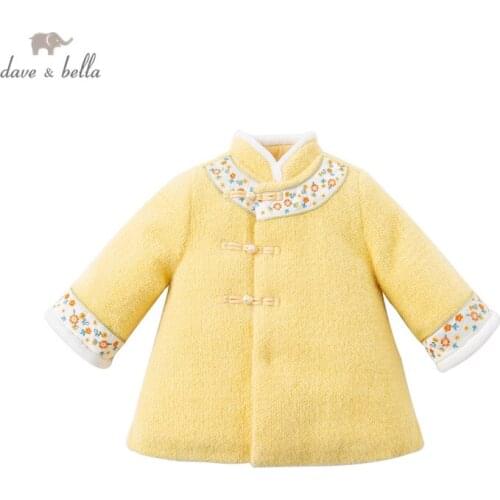 DBM15526 dave bella winter baby girls Chinese style embroidery dress children fashion party dress kids infant lolita clothes