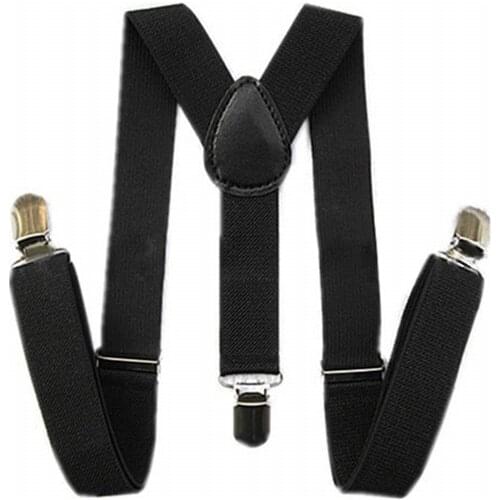 Kids Boys Girls Y-Back Suspender Elastic Adjustable Clip-On Braces Black