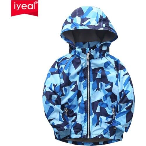 IYEAL Autumn Warm Child Coat Kids Clothes Hooded Windproof Boys Jackets Children Outerwear With Fleece For 4-10 Years Old