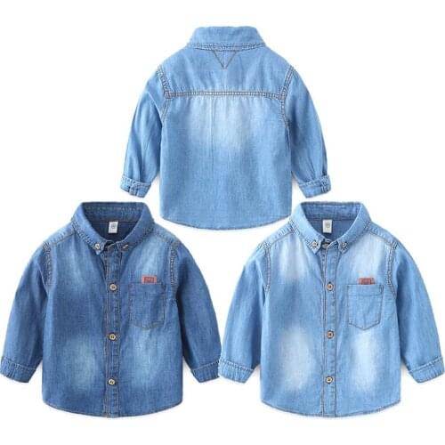 2020 Spring Autumn New Children Clothing 2-8 Years Baby Boy Denim Shirt Girl Fashionable Wear Kid Casual Lapel Jacket Teens Tops
