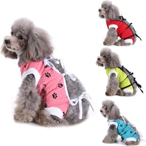 Dog Physiological Pants For Girls Sling Vest Jumpsuit Cotton Lace-up Vest Wounds Disease Protect