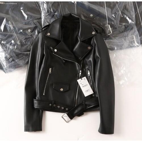 FTLZZ 2021 New Leather Jacket Women Spring Autumn Coat Women Faux PU Bike Jacket Moto Leather Jacket Lady Casual Street Outwear