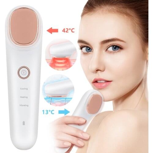 Hot Cold Facial Massager Ultrasonic Cryotherapy Face Spa Beauty Machine Vibration Massage Skin Care Device Wrinkle Remove