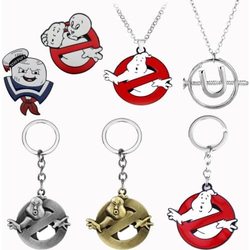 Movie Ghostbusters Keychain Jewelry Red Ghostbuster Death Squads Shape Pendant Enamel Keyring Key Chain Gift Chaveiro for Friend