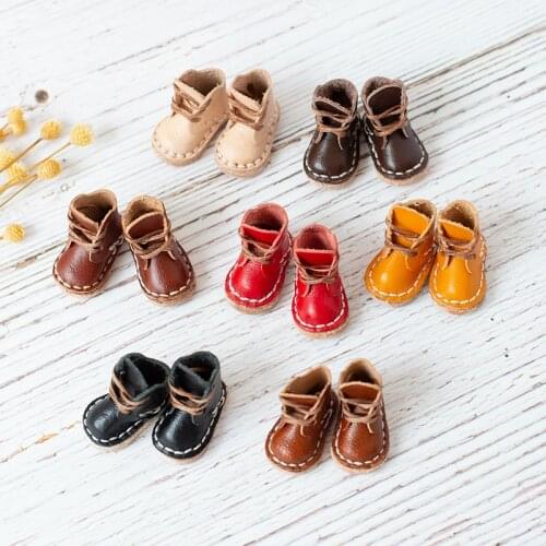 OB11 Leather Shoes Handmade Cattle Skin Boots Martin Boots P9 Point Little Nag GSC 1/12 BJD doll Shoes doll accessories