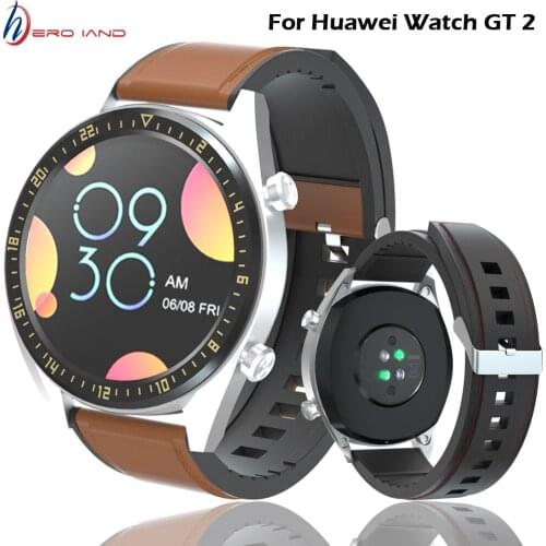 UIENIE Leather Silicone Wrist Band Strap Watch Straps For Huawei Watch GT/ GT 2 Pro Watch Accessories