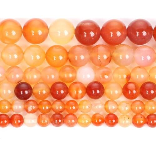 Natural Stone Orange Agates Charm Round Loose Beads For Jewelry Making Needlework Bracelet Necklace Diy Strand 4/6/8/10/12 MM