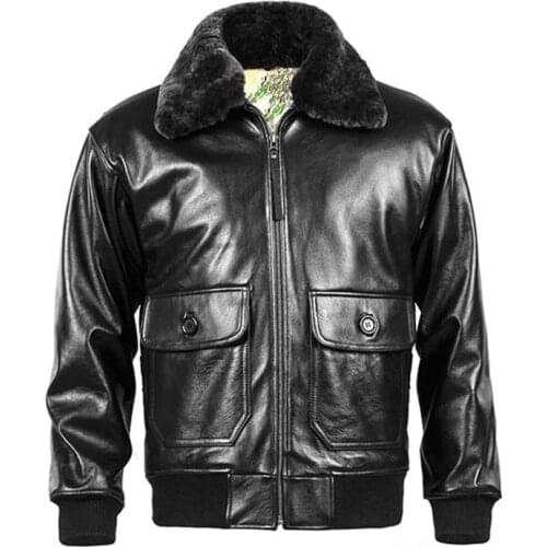 2020 USAF Genuine A2 Leather Pilot Jacket Wool Collar Thick Cowhide Winter Russian Aviator Leather Coat Customized FREE SHIPPING