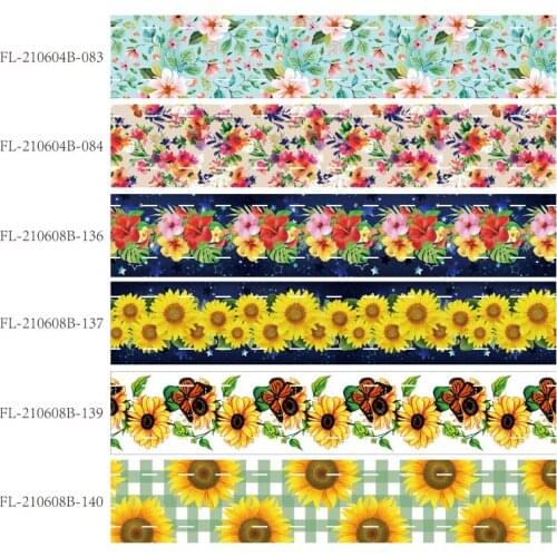 50 yards/lot) New arrival 1-1/2" 38mm sunflower printed grosgrain ribbon